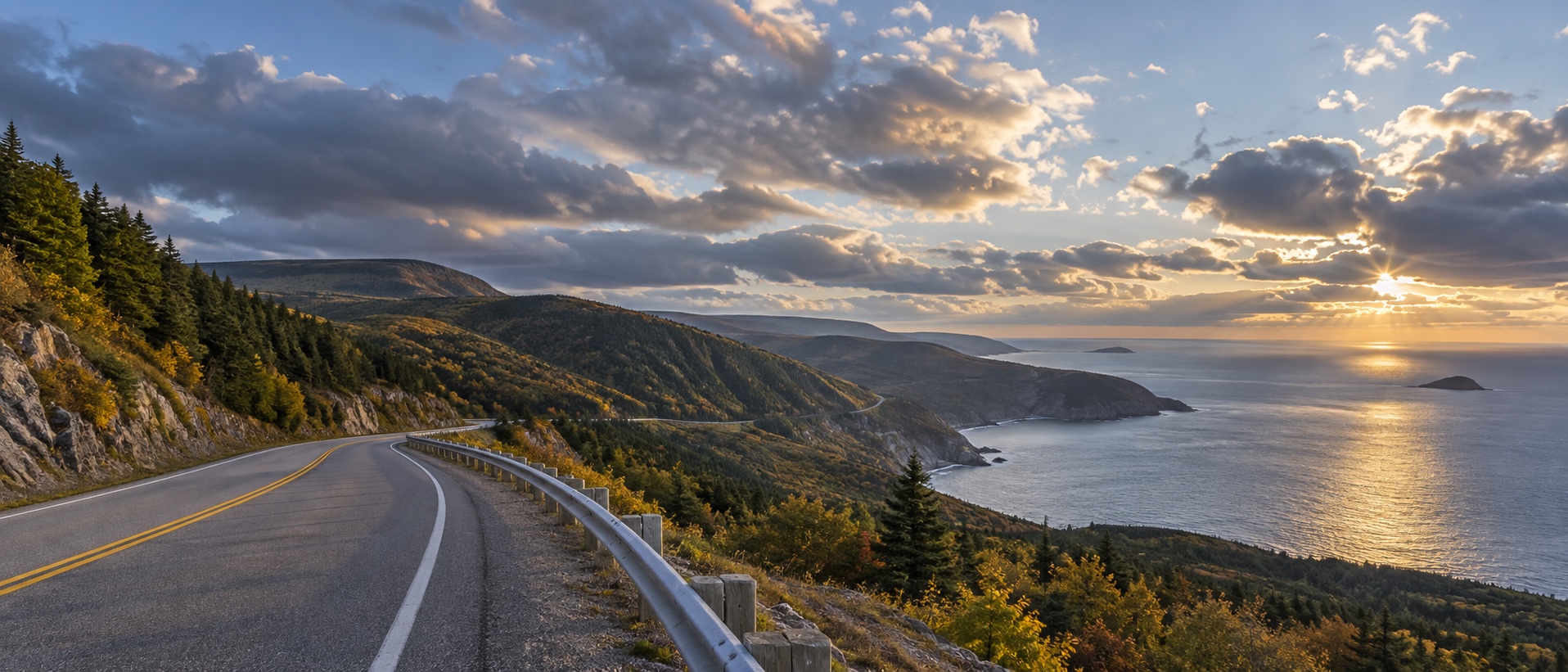a panoramic Cabot Trail road photograph